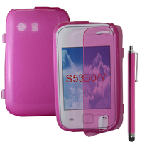 Samsung Galaxy Y Neo GT-S5360 S5369i: Accessoire Coque Etui Housse Pochette silicone gel Portefeuille Livre rabat + Stylet - ROSE