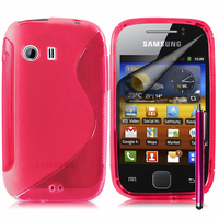 Samsung Galaxy Y Neo GT-S5360 S5369i: Accessoire Housse Etui Pochette Coque S silicone gel + Stylet - ROSE