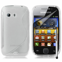 Samsung Galaxy Y Neo GT-S5360 S5369i: Accessoire Housse Etui Pochette Coque S silicone gel + Stylet - TRANSPARENT