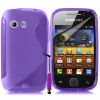 Samsung Galaxy Y Neo GT-S5360 S5369i: Accessoire Housse Etui Pochette Coque S silicone gel + mini Stylet - VIOLET