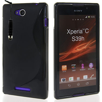 Sony Xperia C: Accessoire Housse Etui Pochette Coque S silicone gel + mini Stylet - NOIR