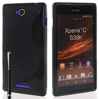 Sony Xperia C: Accessoire Housse Etui Pochette Coque S silicone gel + Stylet - NOIR