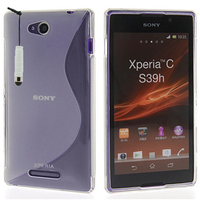 Sony Xperia C: Accessoire Housse Etui Pochette Coque S silicone gel + mini Stylet - TRANSPARENT