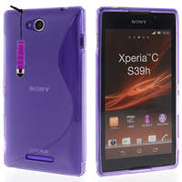 Sony Xperia C: Accessoire Housse Etui Pochette Coque S silicone gel + mini Stylet - VIOLET