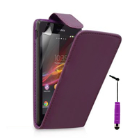 Sony Xperia L S36h/C2105/C2104: Accessoire Etui Housse Coque Pochette simili cuir + mini Stylet - VIOLET