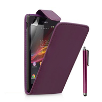 Sony Xperia L S36h/C2105/C2104: Accessoire Etui Housse Coque Pochette simili cuir + Stylet - VIOLET