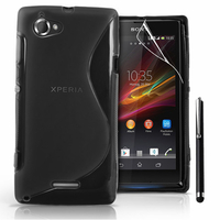 Sony Xperia L S36h/C2105/C2104: Accessoire Housse Etui Pochette Coque S silicone gel + Stylet - NOIR