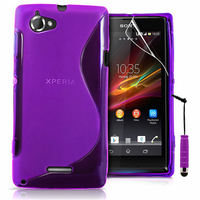Sony Xperia L S36h/C2105/C2104: Accessoire Housse Etui Pochette Coque S silicone gel + mini Stylet - VIOLET