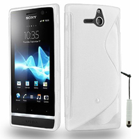 Sony Xperia U St25i: Accessoire Housse Etui Pochette Coque S silicone gel + mini Stylet - BLANC