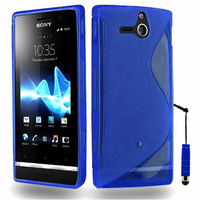 Sony Xperia U St25i: Accessoire Housse Etui Pochette Coque S silicone gel + mini Stylet - BLEU
