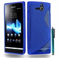 Sony Xperia U St25i: Accessoire Housse Etui Pochette Coque S silicone gel + Stylet - BLEU