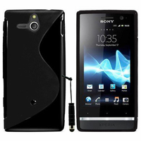 Sony Xperia U St25i: Accessoire Housse Etui Pochette Coque S silicone gel + mini Stylet - NOIR