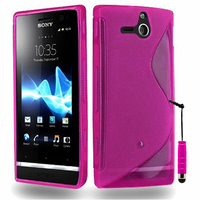 Sony Xperia U St25i: Accessoire Housse Etui Pochette Coque S silicone gel + mini Stylet - ROSE