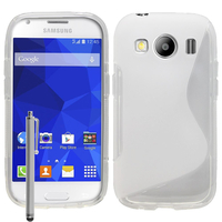 Samsung Galaxy Ace 4 Style LTE SM-G357FZ: Accessoire Housse Etui Pochette Coque S silicone gel + Stylet - BLANC