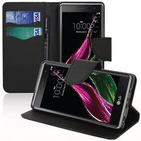 LG Zero/ LG Class: Accessoire Etui portefeuille Livre Housse Coque Pochette support vidéo cuir PU effet tissu - NOIR