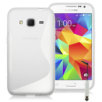 Samsung Galaxy Core Prime SM-G360F/ 4G SM-G361F/ G360GY G360P G360BT/DS G360FY/DS G360H/DS G360HU/DS G360M/DS: Accessoire Housse Etui Pochette Coque S silicone gel + mini Stylet - TRANSPARENT