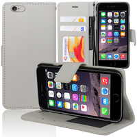Apple iPhone 6 Plus/ 6s Plus: Accessoire Etui portefeuille Livre Housse Coque Pochette support vidéo cuir PU - BLANC