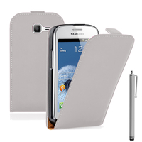 Samsung Galaxy Trend Lite S7390/ Galaxy Fresh Duos S7392: Accessoire Housse coque etui cuir fine slim + Stylet - BLANC