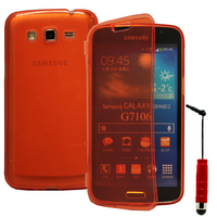 Samsung Galaxy Grand 2 SM-G7100 SM-G7102 SM-G7105 SM-G7106: Accessoire Coque Etui Housse Pochette silicone gel Portefeuille Livre rabat + mini Stylet - ROUGE
