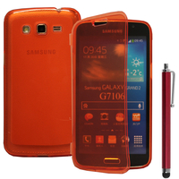 Samsung Galaxy Grand 2 SM-G7100 SM-G7102 SM-G7105 SM-G7106: Accessoire Coque Etui Housse Pochette silicone gel Portefeuille Livre rabat + Stylet - ROUGE