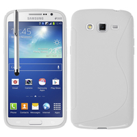 Samsung Galaxy Grand 2 SM-G7100 SM-G7102 SM-G7105 SM-G7106: Accessoire Housse Etui Pochette Coque S silicone gel + Stylet - BLANC