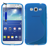 Samsung Galaxy Grand 2 SM-G7100 SM-G7102 SM-G7105 SM-G7106: Accessoire Housse Etui Pochette Coque S silicone gel + mini Stylet - BLEU