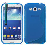 Samsung Galaxy Grand 2 SM-G7100 SM-G7102 SM-G7105 SM-G7106: Accessoire Housse Etui Pochette Coque S silicone gel + Stylet - BLEU