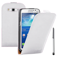 Samsung Galaxy Grand 2 SM-G7100 SM-G7102 SM-G7105 SM-G7106: Accessoire Housse coque etui cuir fine slim + Stylet - BLANC