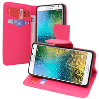 Samsung Galaxy E5 SM-E500F E500H E500HQ E500M E500F/DS E500H/DS E500M/DS: Accessoire Etui portefeuille Livre Housse Coque Pochette support vidéo cuir PU effet tissu - ROSE