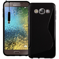 Samsung Galaxy E5 SM-E500F E500H E500HQ E500M E500F/DS E500H/DS E500M/DS: Accessoire Housse Etui Pochette Coque S silicone gel + mini Stylet - NOIR