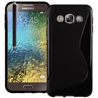 Samsung Galaxy E5 SM-E500F E500H E500HQ E500M E500F/DS E500H/DS E500M/DS: Accessoire Housse Etui Pochette Coque S silicone gel + Stylet - NOIR
