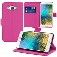 Samsung Galaxy E7 SM-E700 E7000 E7009 E700F E700F/DS E700H E700H/DD E700H/DS E700M E700M/DS: Accessoire Etui portefeuille Livre Housse Coque Pochette support vidéo cuir PU - ROSE