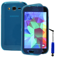 Samsung Galaxy Grand Plus/ Grand Neo/ Grand Lite I9060 I9062 I9060I i9080: Accessoire Coque Etui Housse Pochette silicone gel Portefeuille Livre rabat + mini Stylet - BLEU