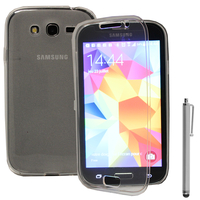 Samsung Galaxy Grand Plus/ Grand Neo/ Grand Lite I9060 I9062 I9060I i9080: Accessoire Coque Etui Housse Pochette silicone gel Portefeuille Livre rabat + Stylet - TRANSPARENT