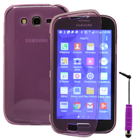 Samsung Galaxy Grand Plus/ Grand Neo/ Grand Lite I9060 I9062 I9060I i9080: Accessoire Coque Etui Housse Pochette silicone gel Portefeuille Livre rabat + mini Stylet - VIOLET