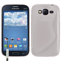 Samsung Galaxy Grand Plus/ Grand Neo/ Grand Lite I9060 I9062 I9060I i9080: Accessoire Housse Etui Pochette Coque S silicone gel + mini Stylet - TRANSPARENT