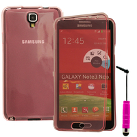 Samsung Galaxy Note 3 Neo / Lite Duos 3G LTE SM-N750 SM-N7505 SM-N7502: Accessoire Coque Etui Housse Pochette silicone gel Portefeuille Livre rabat + mini Stylet - ROSE