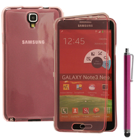 Samsung Galaxy Note 3 Neo / Lite Duos 3G LTE SM-N750 SM-N7505 SM-N7502: Accessoire Coque Etui Housse Pochette silicone gel Portefeuille Livre rabat + Stylet - ROSE