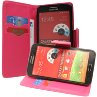 Samsung Galaxy Note 3 Neo / Lite Duos 3G LTE SM-N750 SM-N7505 SM-N7502: Accessoire Etui portefeuille Livre Housse Coque Pochette support vidéo cuir PU effet tissu - ROSE