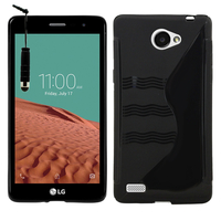 LG Bello II/ LG Prime II/ LG Max (non compatible LG L Bello): Accessoire Housse Etui Pochette Coque S silicone gel + mini Stylet - NOIR