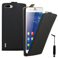 Huawei Honor 6 Plus (non compatible Honor 6X/ Honor 6): Accessoire Housse coque etui cuir fine slim + mini Stylet - NOIR