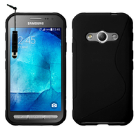 Samsung Galaxy Xcover 3 SM-G388F: Accessoire Housse Etui Pochette Coque S silicone gel + mini Stylet - NOIR