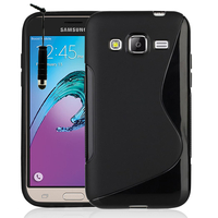 Samsung Galaxy J3 (2016) J320F/ J320P/ J3109/ J320M/ J320Y/ Duos: Accessoire Housse Etui Pochette Coque S silicone gel + mini Stylet - NOIR