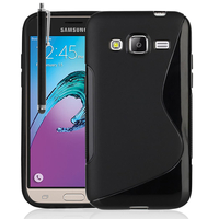 Samsung Galaxy J3 (2016) J320F/ J320P/ J3109/ J320M/ J320Y/ Duos: Accessoire Housse Etui Pochette Coque S silicone gel + Stylet - NOIR