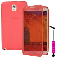 Samsung Galaxy Note 3 N9000/ N9002/ N9005/ N9006: Accessoire Coque Etui Housse Pochette silicone gel Portefeuille Livre rabat + mini Stylet - ROSE