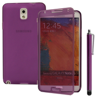 Samsung Galaxy Note 3 N9000/ N9002/ N9005/ N9006: Accessoire Coque Etui Housse Pochette silicone gel Portefeuille Livre rabat + Stylet - VIOLET
