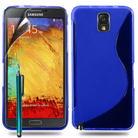 Samsung Galaxy Note 3 N9000/ N9002/ N9005/ N9006: Accessoire Housse Etui Pochette Coque S silicone gel + Stylet - BLEU