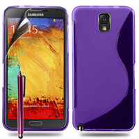 Samsung Galaxy Note 3 N9000/ N9002/ N9005/ N9006: Accessoire Housse Etui Pochette Coque S silicone gel + Stylet - VIOLET