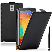 Samsung Galaxy Note 3 N9000/ N9002/ N9005/ N9006: Accessoire Housse coque etui cuir fine slim + Stylet - NOIR
