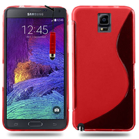 Samsung Galaxy Note 4 SM-N910F/ Note 4 Duos (Dual SIM) N9100/ Note 4 (CDMA)/ N910C N910W8 N910V N910A N910T N910M: Accessoire Housse Etui Pochette Coque S silicone gel + mini Stylet - ROUGE